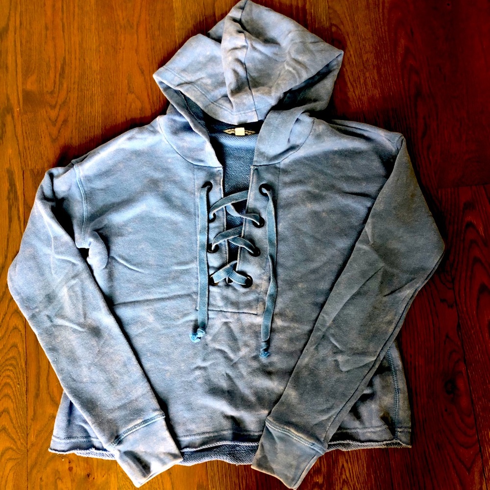 American Eagle Pretty Blue Lace Up Sweatshirt xs